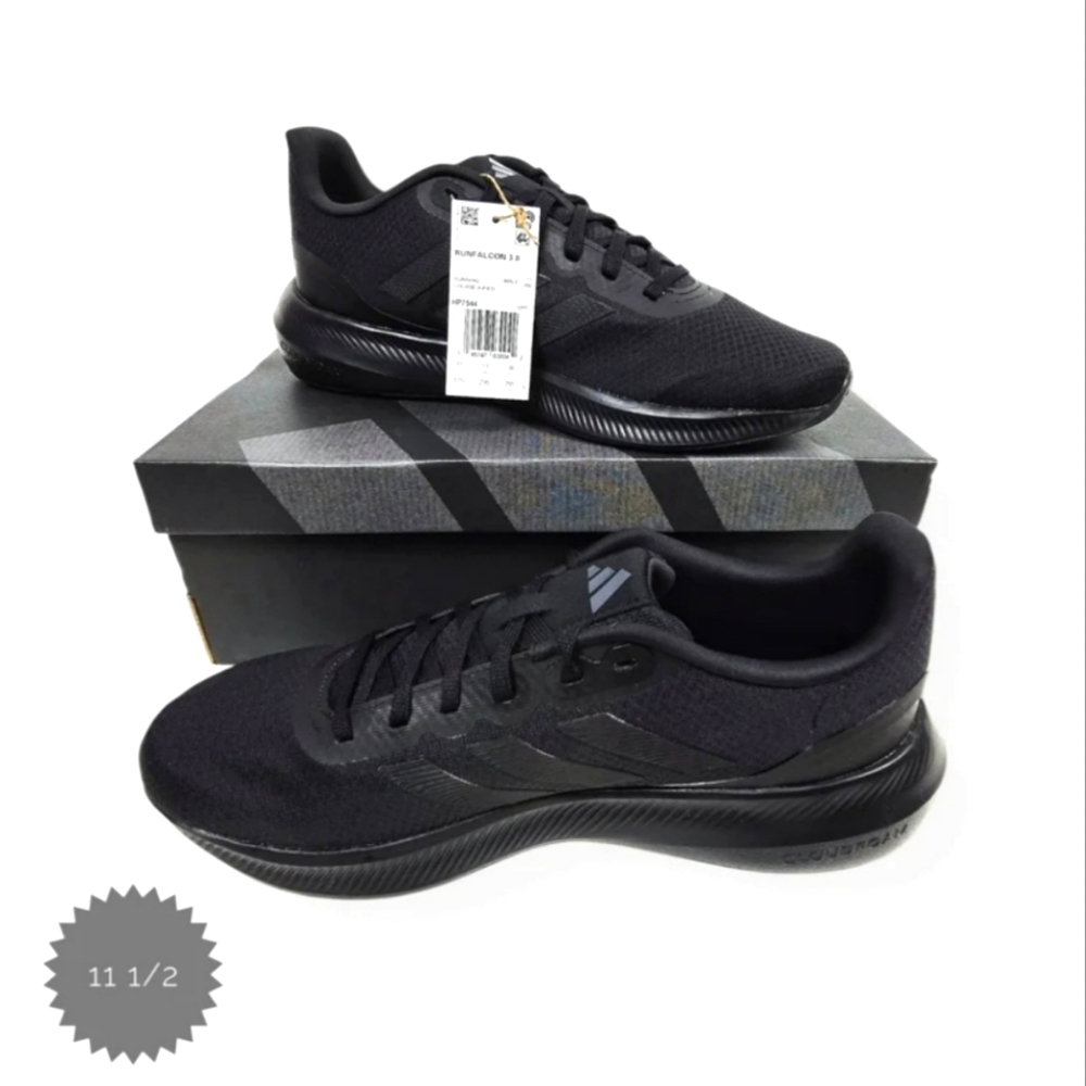 adidas Black Sneakers with Breathable Mesh and Cushioned Sole